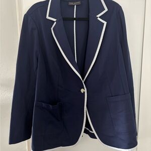 Lane Bryant Classic Navy Blazer with White Accents